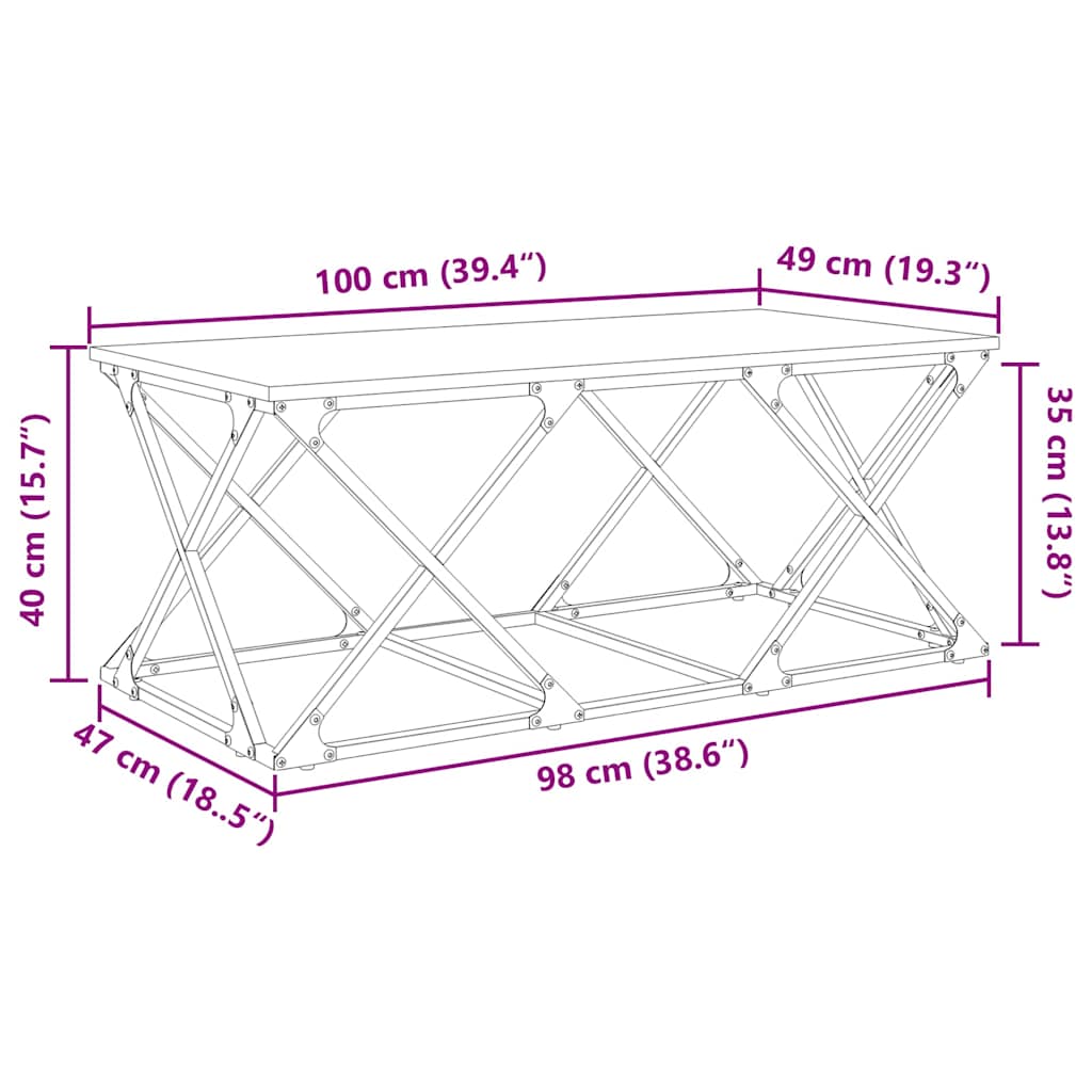 vidaXL Τραπεζάκι σαλονιού Μαύρη δρυς 100 x 49 x 40 εκ