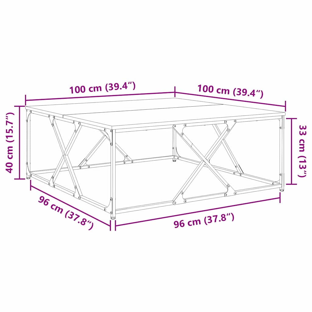 vidaXL Τραπεζάκι σαλονιού artisan δρυς 100 x 100 x 40 cm