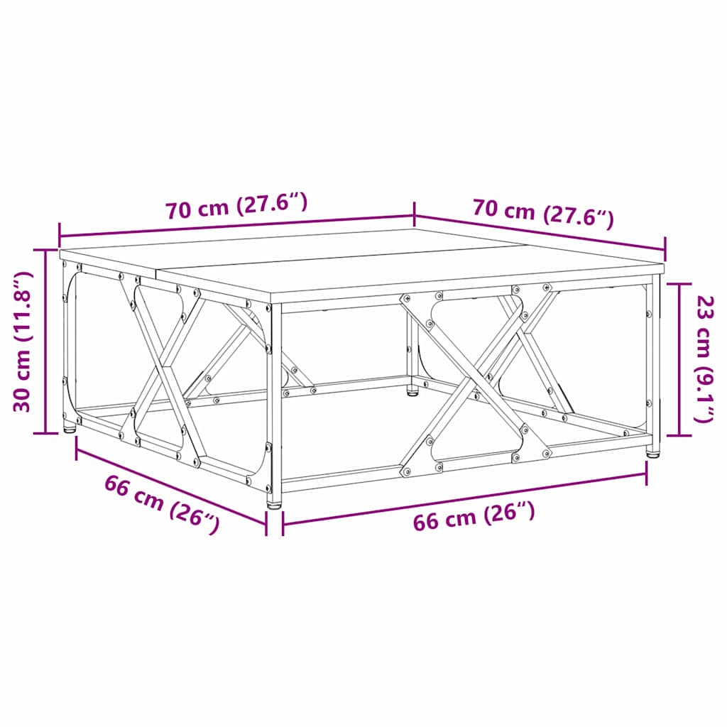 vidaXL Τραπεζάκι σαλονιού Παλιό Ξύλο 70 x 70 x 30 cm
