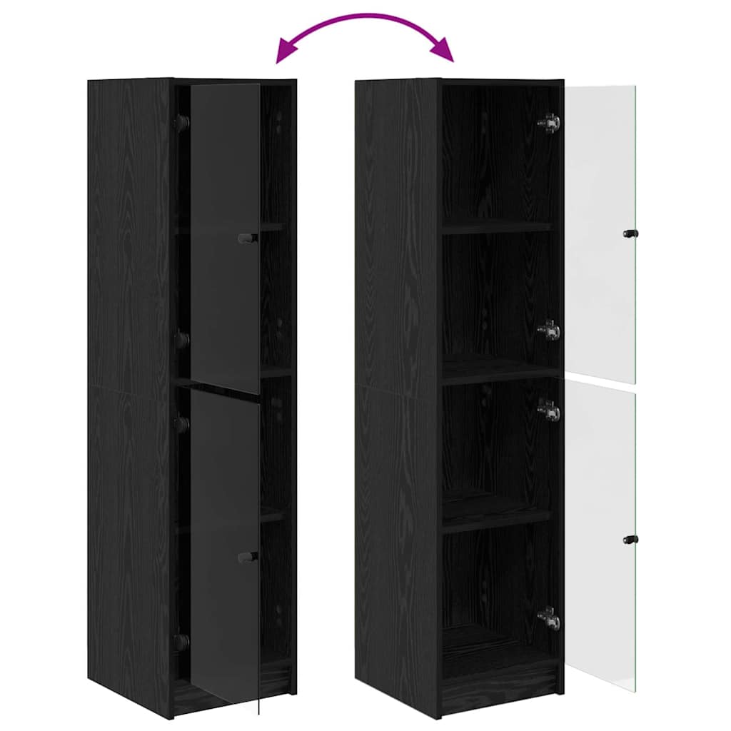 vidaXL Highboard Μαύρη Οξυά 35 x 37 x 142 εκ Επεξεργασμένο ξύλο