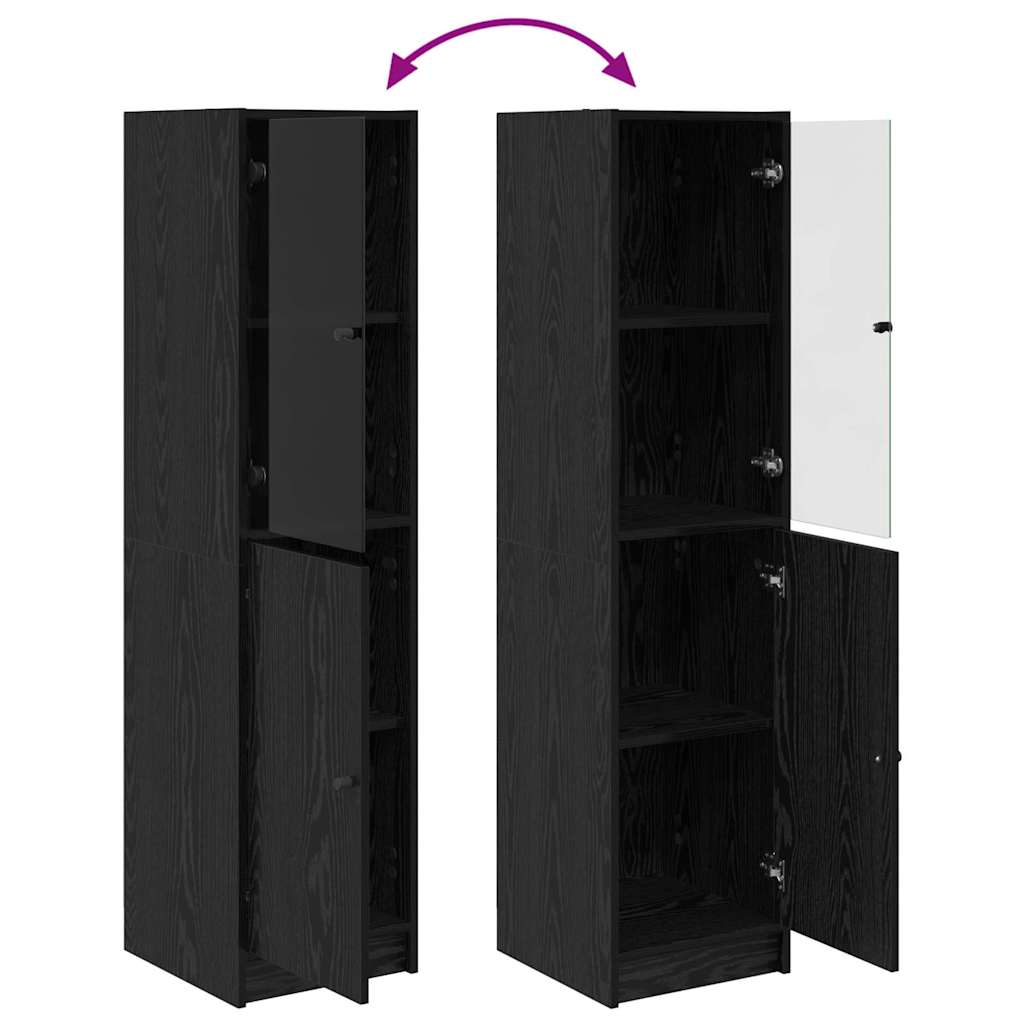 vidaXL Highboard Μαύρη Οξυά 35 x 37 x 142 εκ Επεξεργασμένο ξύλο