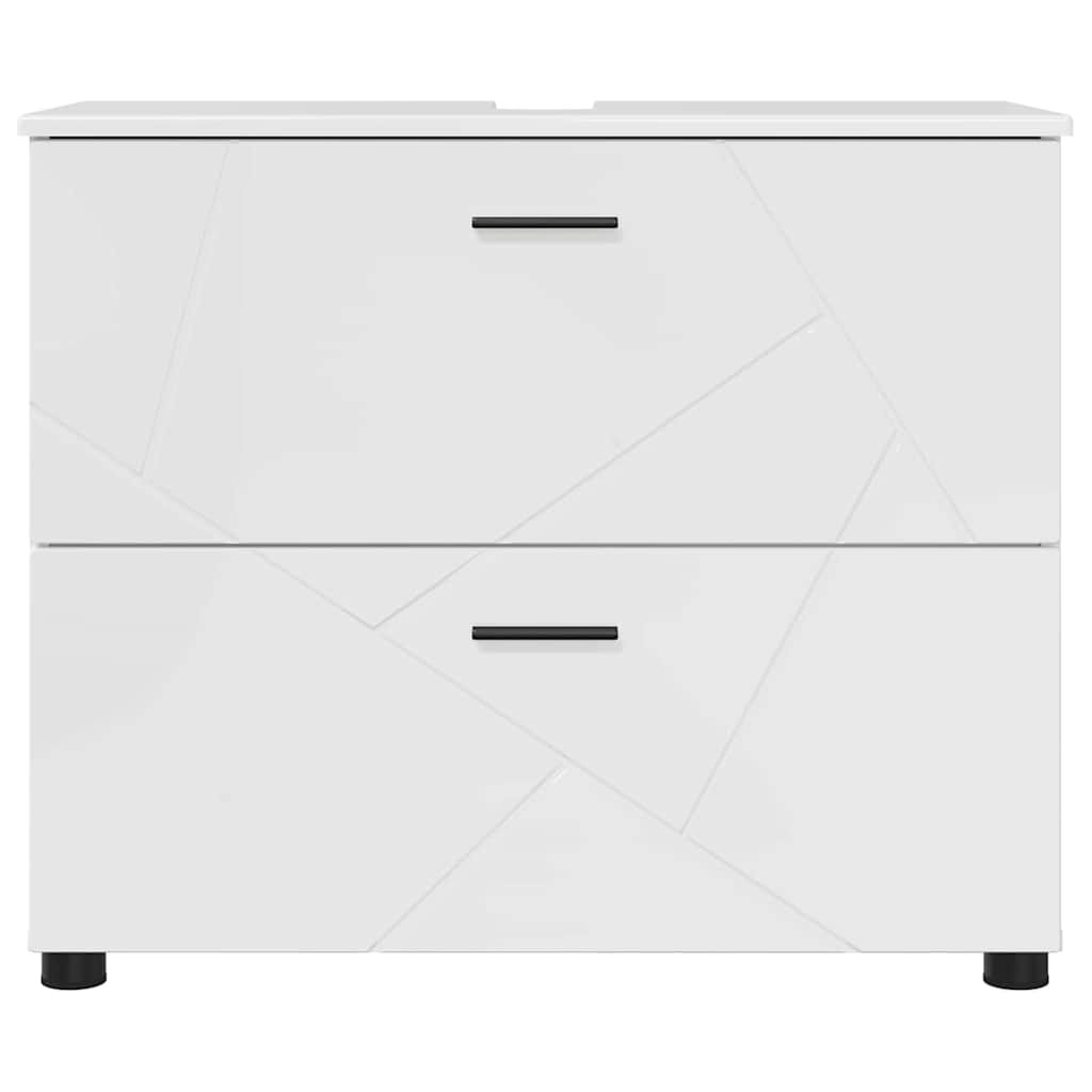 vidaXL Ντουλάπι Μπάνιου με συρτάρι Γυαλιστερό λευκό 76,5 x 35 x 64 εκ