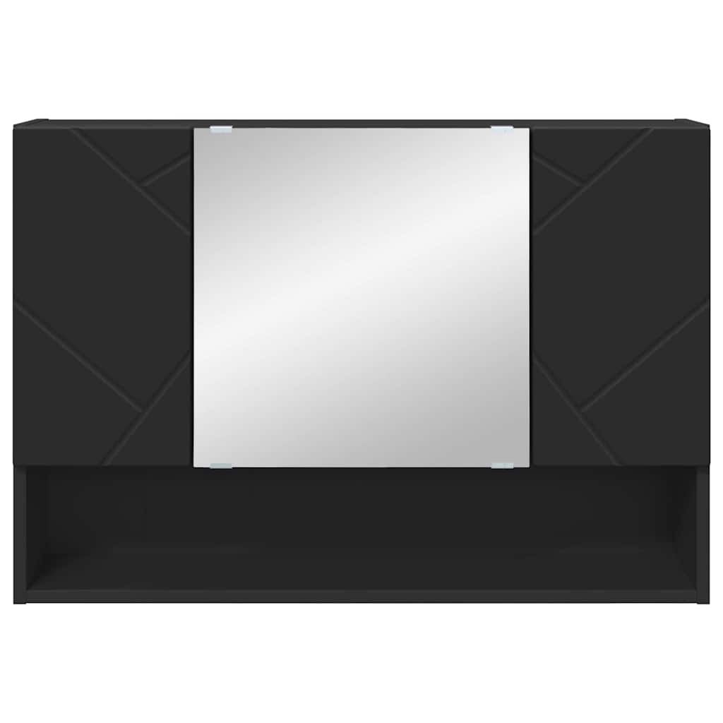 vidaXL Καθρέφτης Ντουλάπα Μπάνιου Επιτοίχιο Μαύρο 80 x 17 x 55 εκ.
