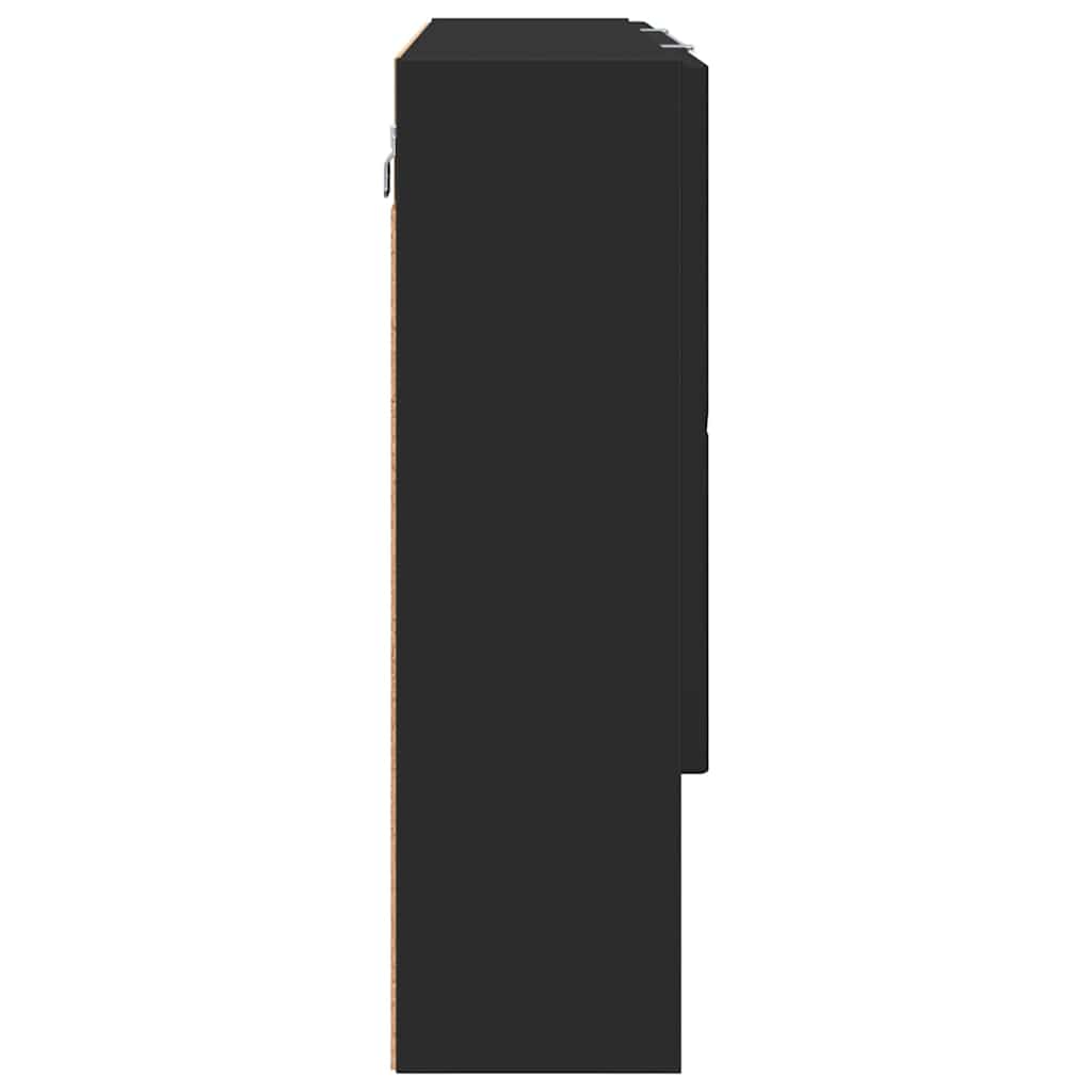 vidaXL Καθρέφτης Ντουλάπα Μπάνιου Επιτοίχιο Μαύρο 80 x 17 x 55 εκ.