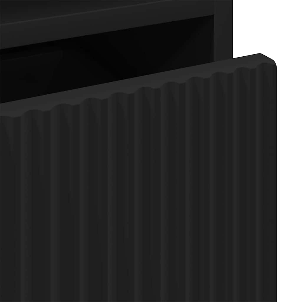 vidaXL Ψηλό ντουλάπι μπάνιου με συρτάρι Μαύρο 31.5 x 33 x 190 εκ.