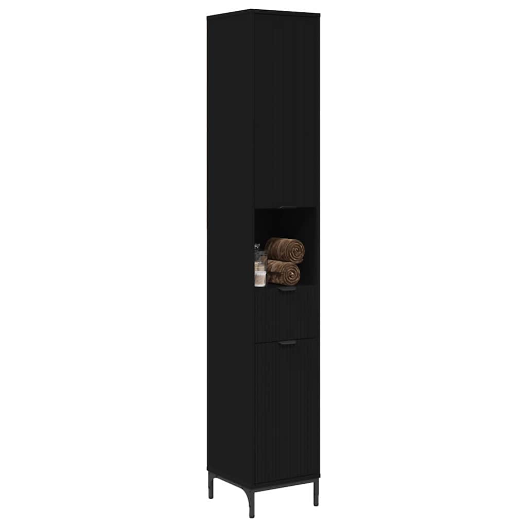vidaXL Ψηλό ντουλάπι μπάνιου με συρτάρι Μαύρο 31.5 x 33 x 190 εκ.