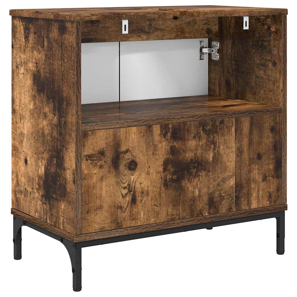 vidaXL Ντουλάπα Νιπτήρα Mπάνιου Καπνιστή δρυς 60.5 x 33.5 x 61 εκ