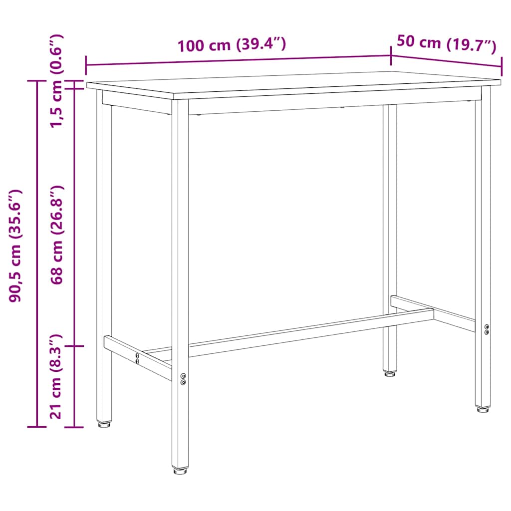 vidaXL τραπέζι Παλιό ξύλο 100 x 50 x 90,5 εκ