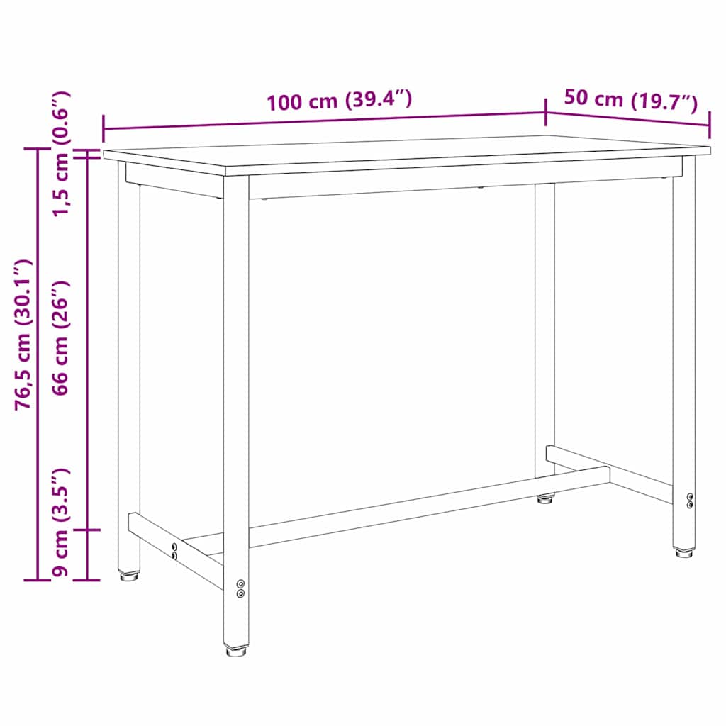 vidaXL τραπέζι Δρύς Sonoma 100 x 50 x 76,5 εκ.