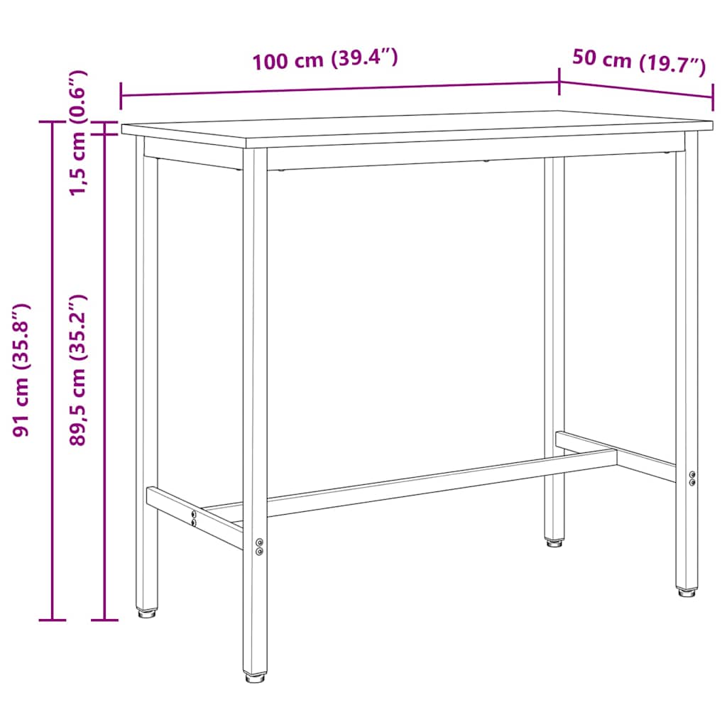 vidaXL τραπέζι Λευκό 100 x 50 x 91 cm Μηχανισμένο ξύλο και ατσάλι