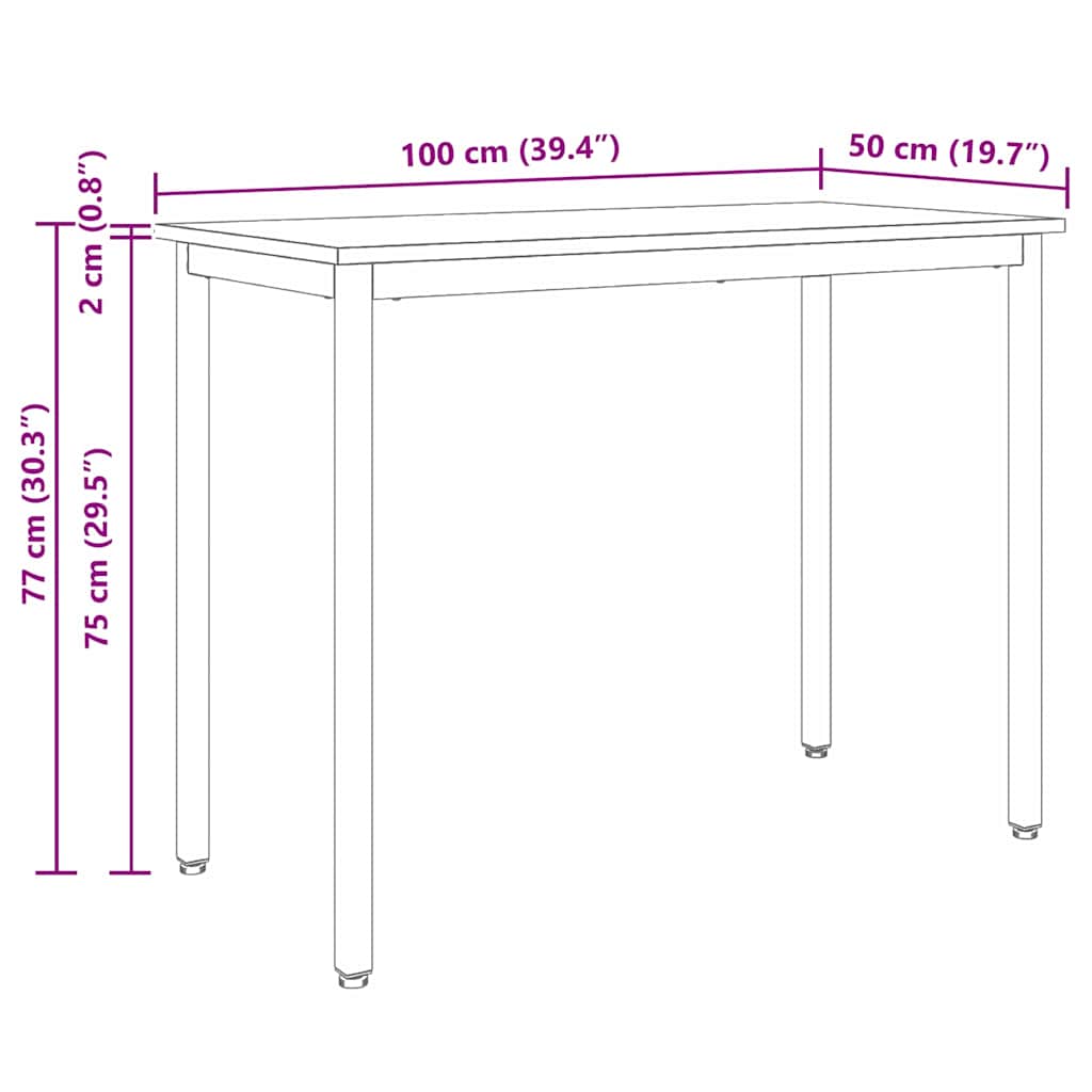vidaXL τραπέζι Λευκό 100 x 50 x 77 εκ Μηχανισμένο ξύλο και ατσάλι