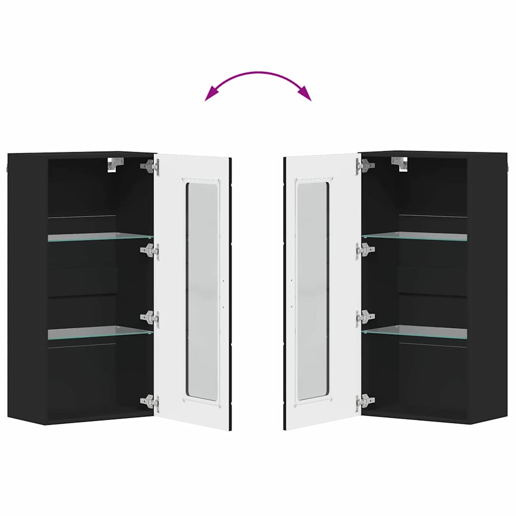 vidaXL Ντουλάπα τοίχου Μαύρο 55 x 29 x 100 εκ Επεξεργασμένο ξύλο