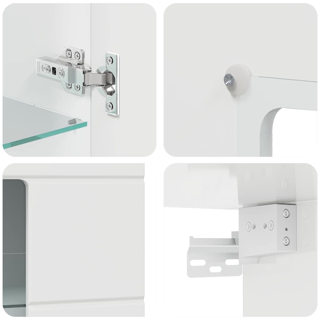 vidaXL Ντουλάπα τοίχου με ράφι Γυαλιστερό λευκό 55 x 29 x 100 εκ