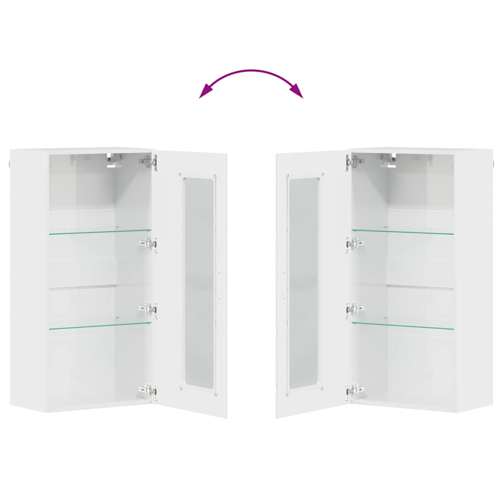 vidaXL Ντουλάπα τοίχου με ράφι Γυαλιστερό λευκό 55 x 29 x 100 εκ