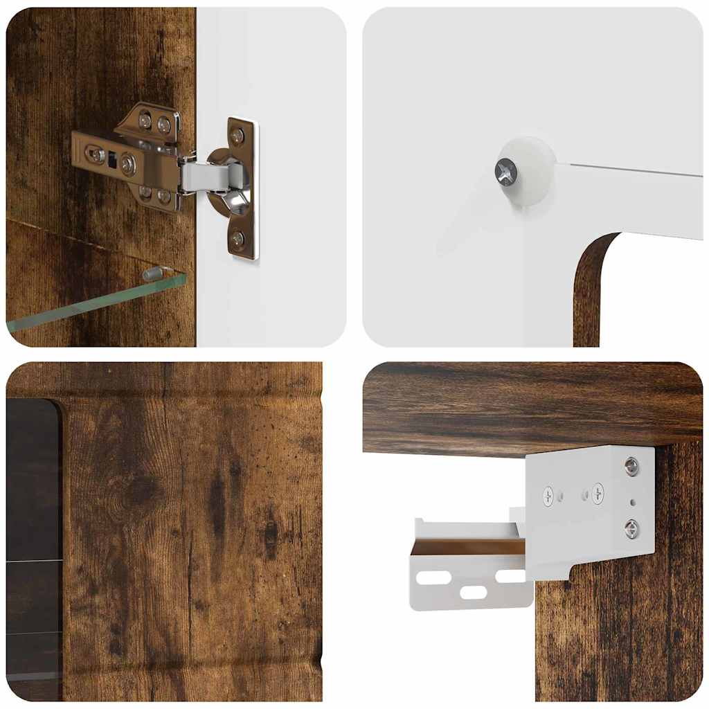 vidaXL Ντουλάπα τοίχου με ράφι με πόρτα Καπνιστή δρυς 55 x 29 x 100 εκ