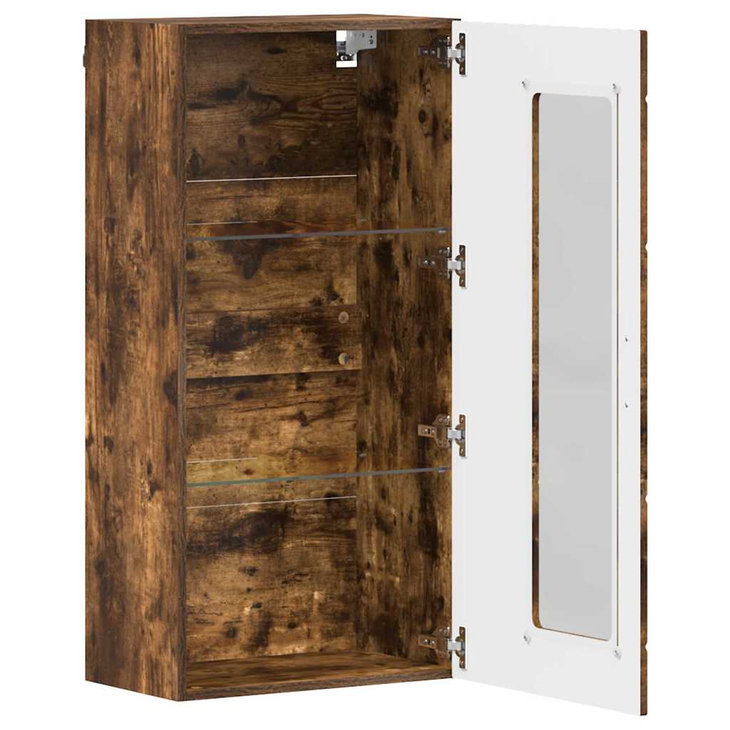 vidaXL Ντουλάπα τοίχου με ράφι με πόρτα Καπνιστή δρυς 55 x 29 x 100 εκ