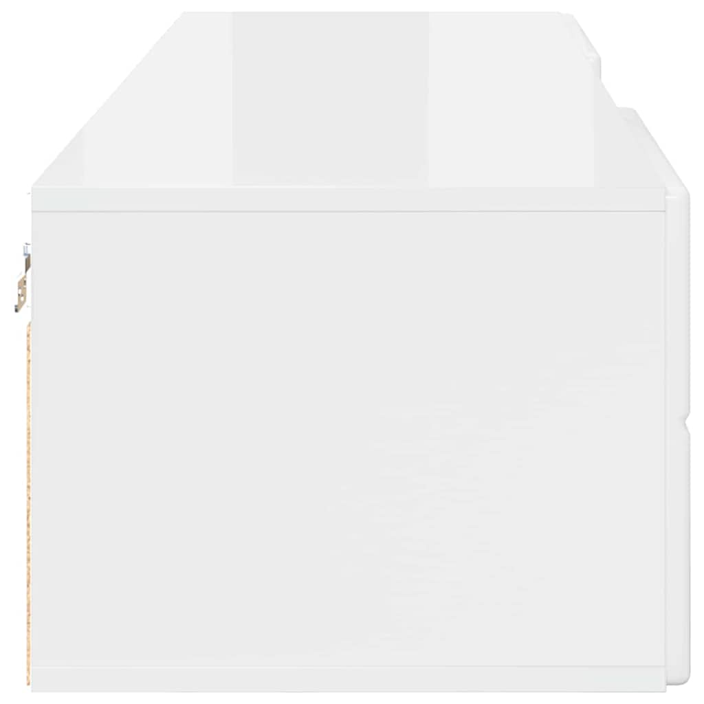 vidaXL Ντουλάπι TV με συρτάρι Γυαλιστερό λευκό 150 x 39 x 30 εκ