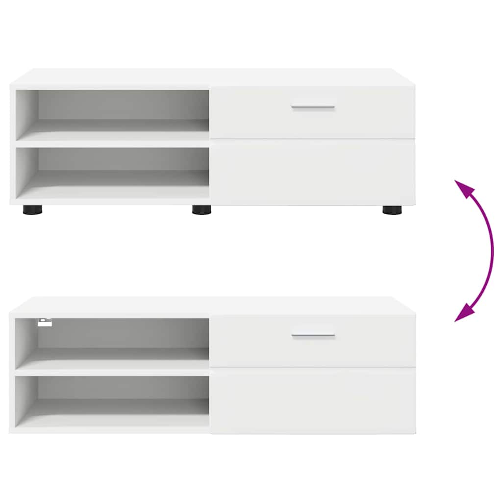 vidaXL Ντουλάπι TV με ράφι Λευκό 100.5 x 39 x 30 εκ Επεξεργασμένο ξύλο