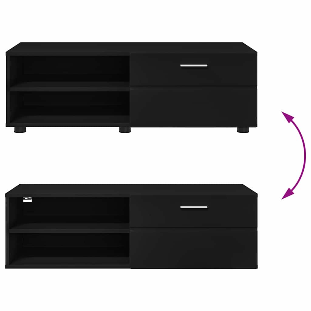 vidaXL Ντουλάπι TV με ράφι Μαύρο 100.5 x 39 x 30 εκ Επεξεργασμένο ξύλο