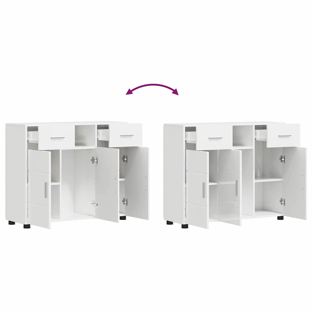 vidaXL Πλαϊνό γραφείο με συρτάρι Γυαλιστερό λευκό 88.5 x 30.5 x 73 εκ