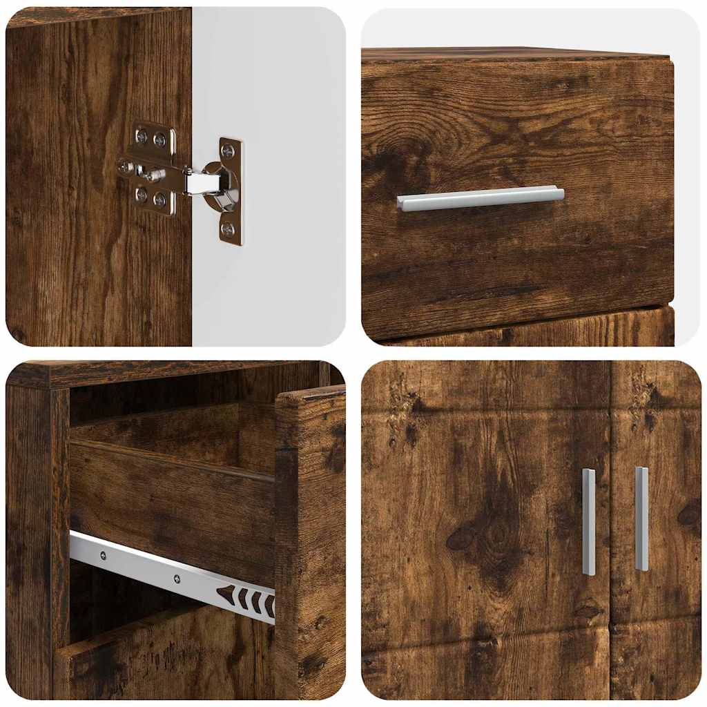 vidaXL Πλαϊνό γραφείο με συρτάρι Καπνιστή δρυς 88.5 x 30.5 x 73 εκ