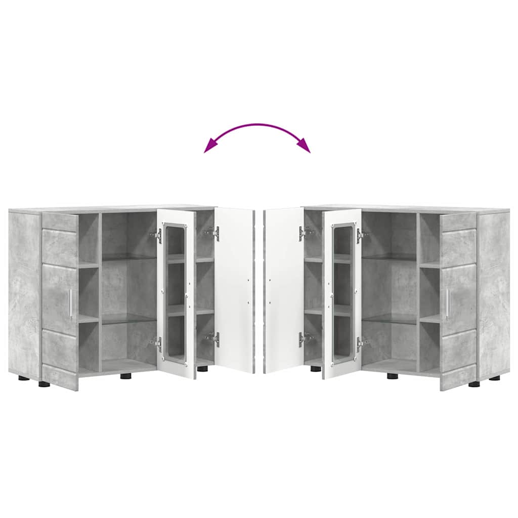 vidaXL Πλαϊνό γραφείο με ράφι Γκρι σκυροδέματος 55.5 x 29 x 100 εκ