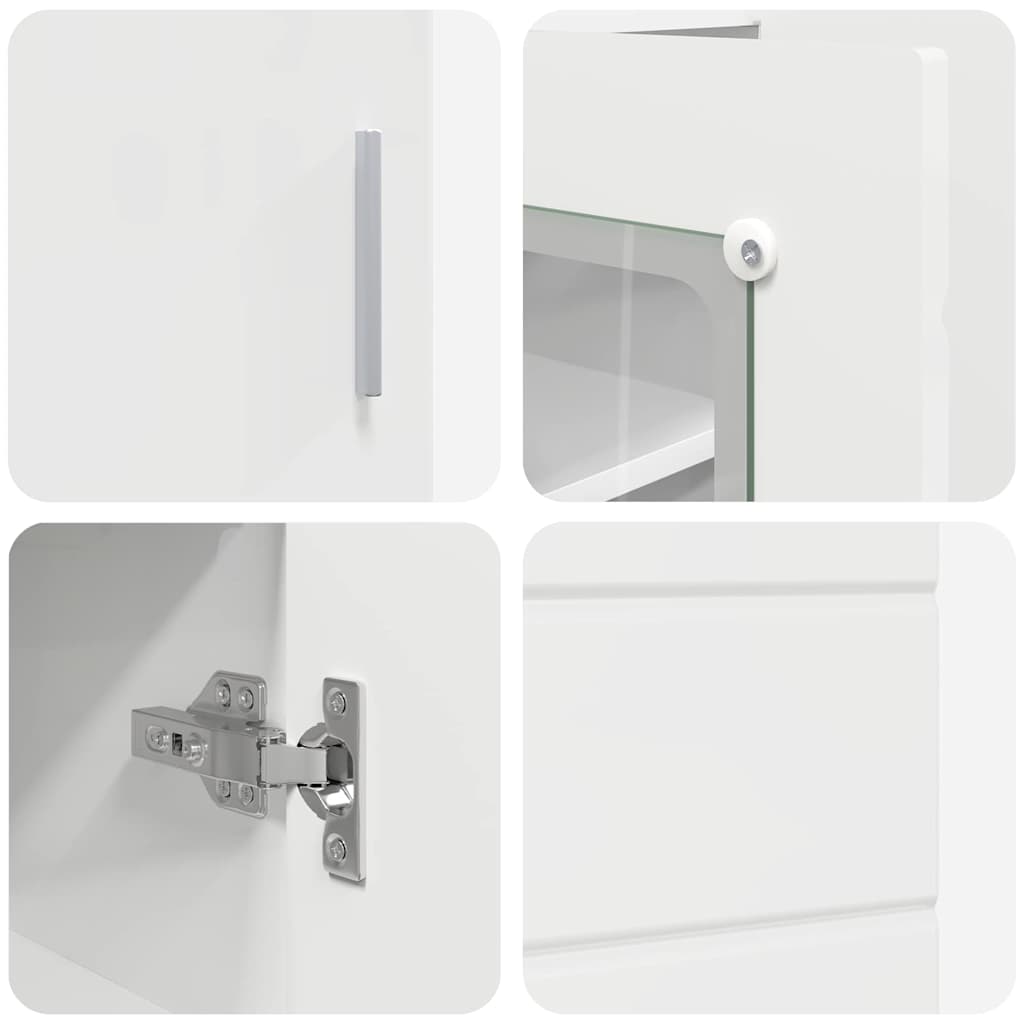 vidaXL Πλαϊνό γραφείο με ράφι Γυαλιστερό λευκό 55.5 x 29 x 100 εκ