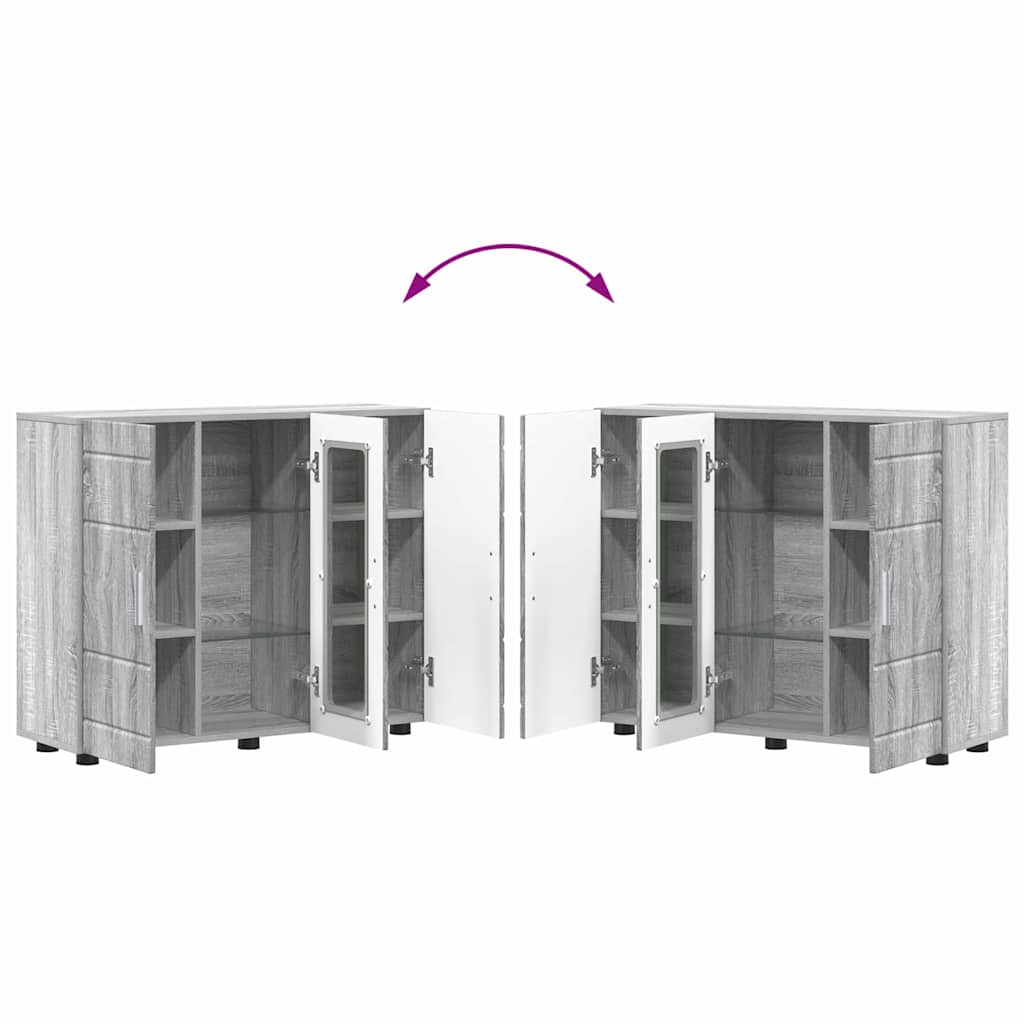 vidaXL Πλαϊνό γραφείο με ράφι με πόρτα Γκρι sonoma 55.5 x 29 x 100 εκ