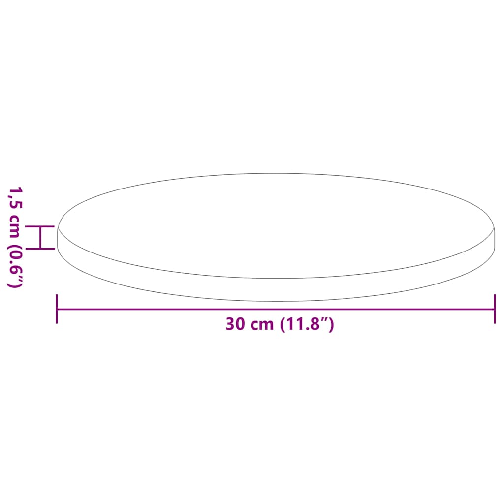 vidaXL Καπάκι τραπεζιού Ø 30 x 1,5 cm Γύρος Επεξεργασμένο Ξύλο