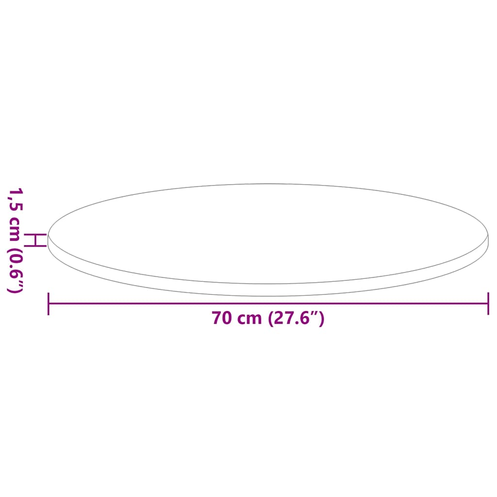 vidaXL Καπάκι τραπεζιού Ø 70 x 1,5 cm Γύρος Επεξεργασμένο Ξύλο