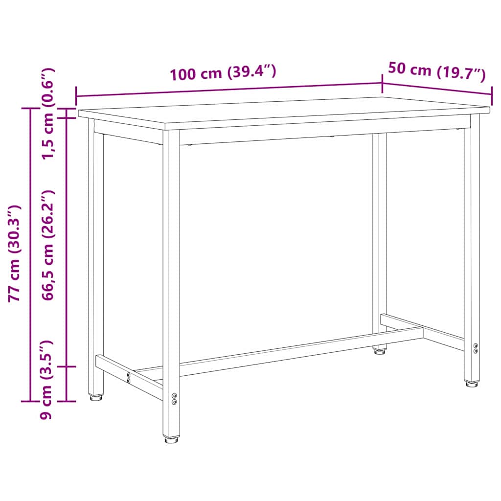vidaXL τραπέζι Λευκό 100 x 50 x 77 εκ Μηχανισμένο ξύλο και ατσάλι