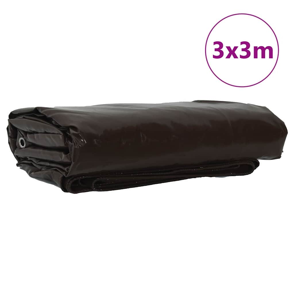 vidaXL Τέντα 650g / m² Καφέ 3 x 3 m Καμβάς με επικάλυψη PVC