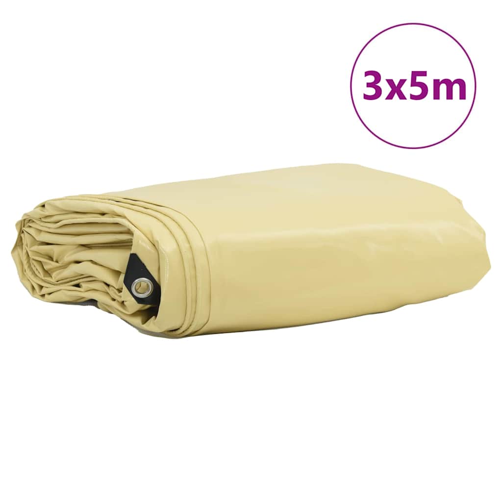 vidaXL Τέντα 650g / m² Μπεζ 3 x 5 m Καμβάς με επικάλυψη PVC