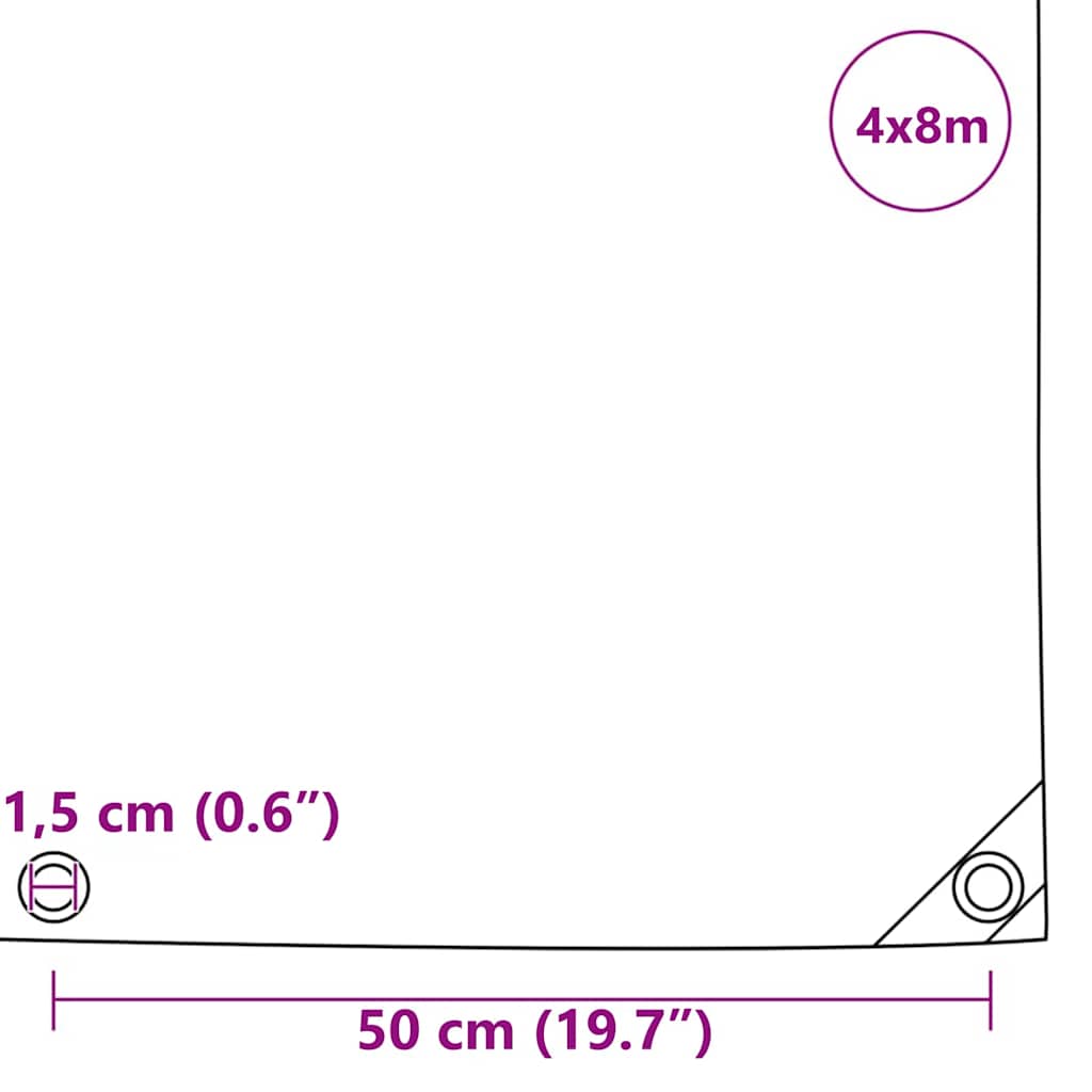 vidaXL Τέντα 650g / m² Λαδί 4 x 8 m Καμβάς με επικάλυψη PVC