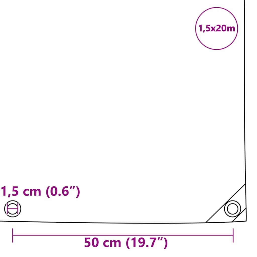 vidaXL Τέντα 650g / m² Ελιά Πράσινη 1,5 x 20 m Καμβάς με επικάλυψη PVC
