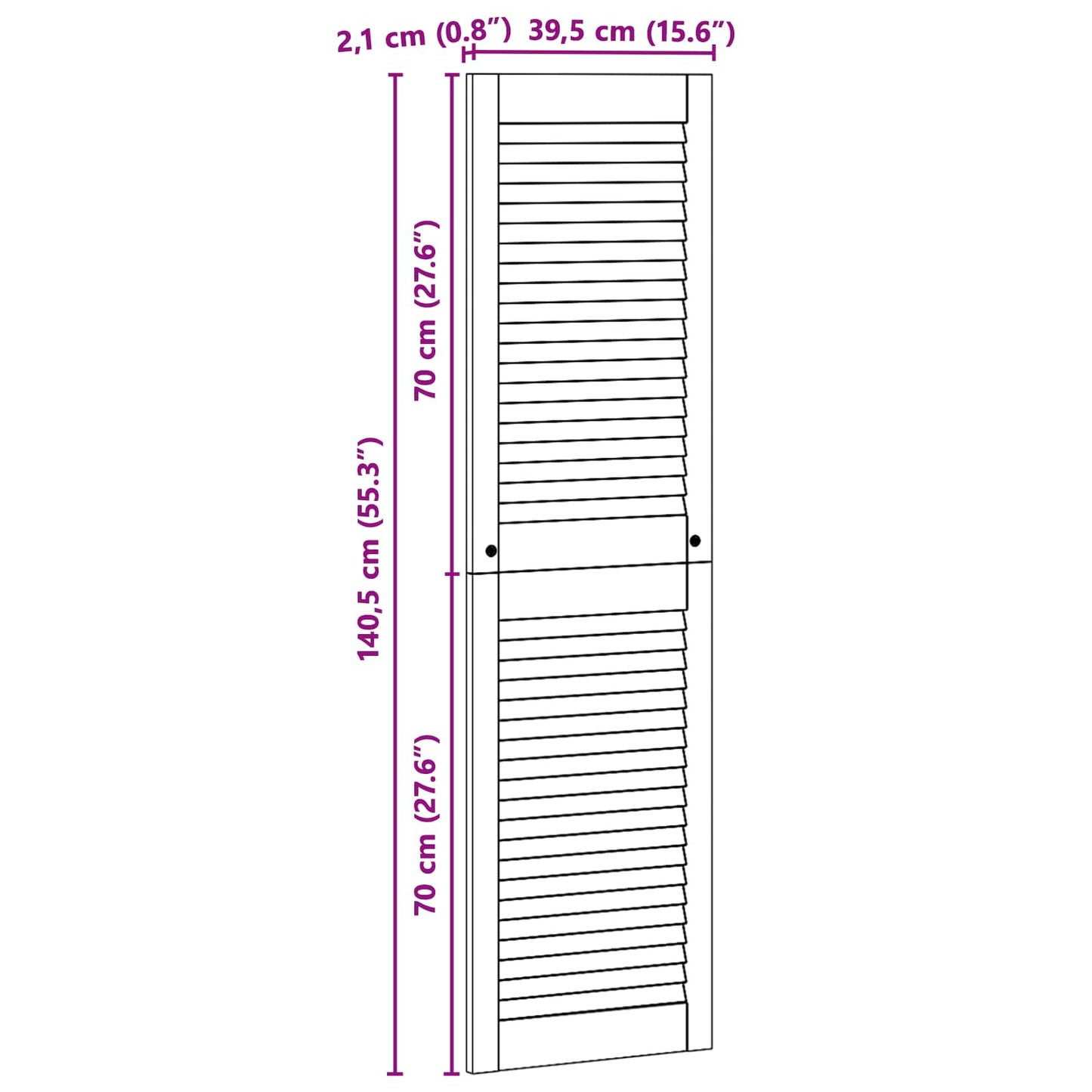 vidaXL Πόρτα Ντουλάπας με πόρτα 4 τεμ. Φυσικό 140,5 x 2,1 x 39,5 cm