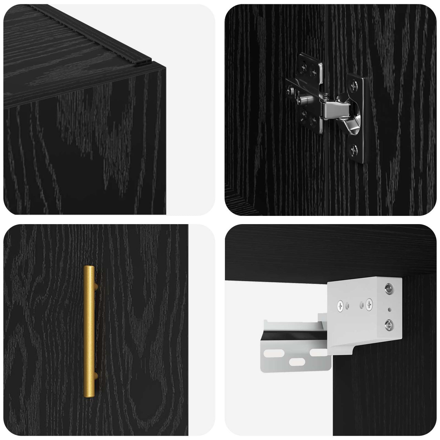 vidaXL Τοίχου Ντουλάπα Επιτοίχιο 2 pcs Μαύρη Οξυά 69,5 x 34 x 90 εκ.