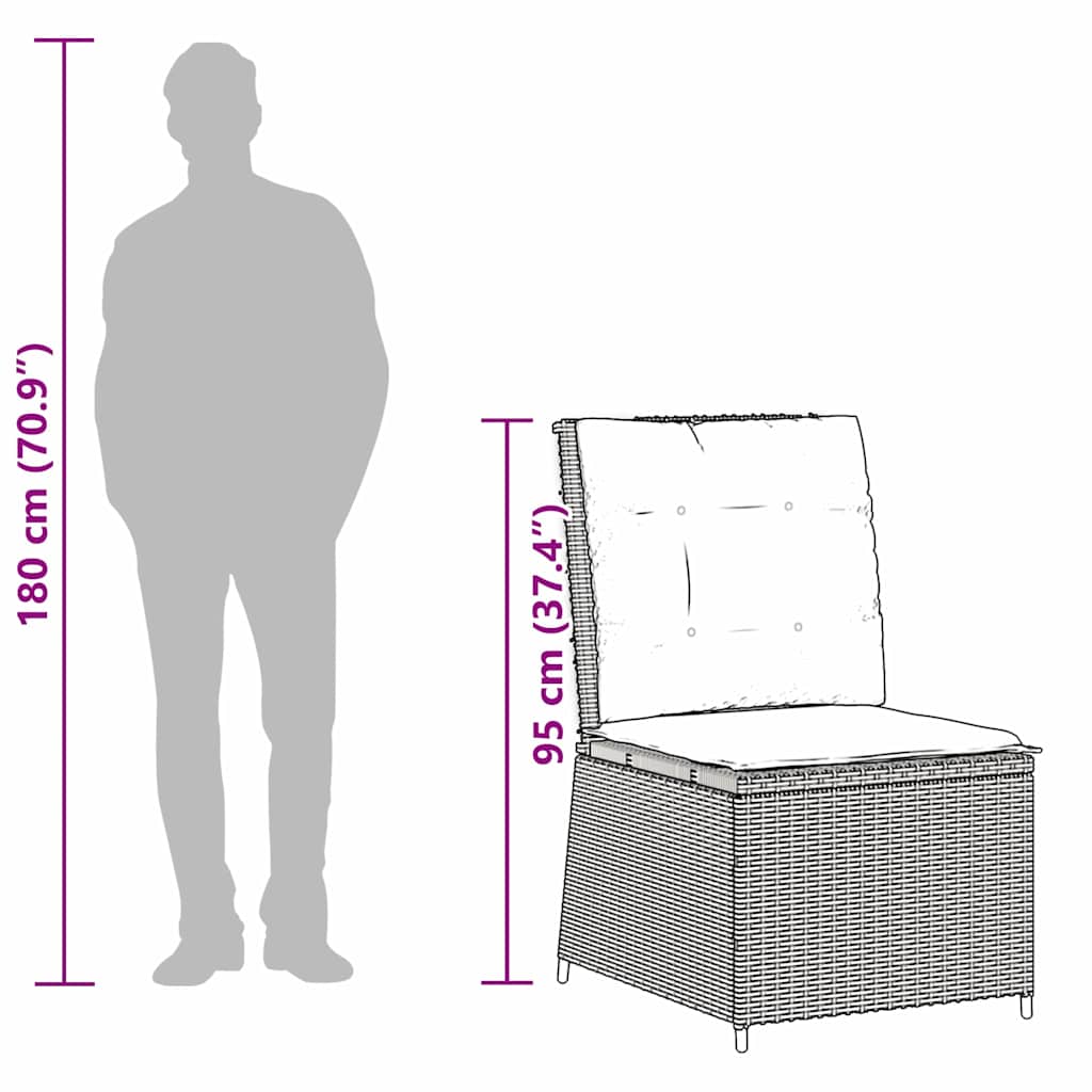 vidaXL Καναπές Κήπου με μαξιλάρι Γκρι Πολυ ράταν