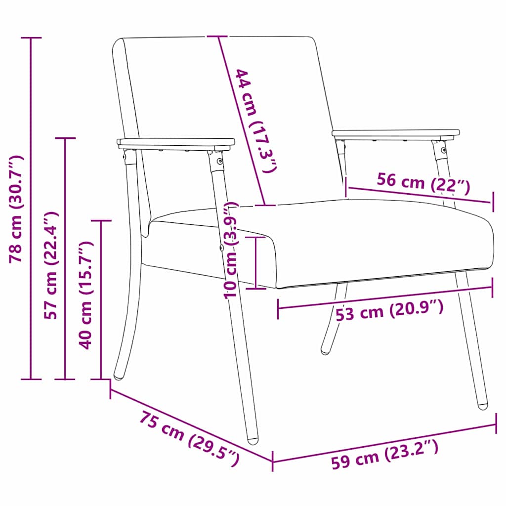 vidaXL Πολυθρόνα Κόκκινο 59 x 75 x 78 εκ ύφασμα