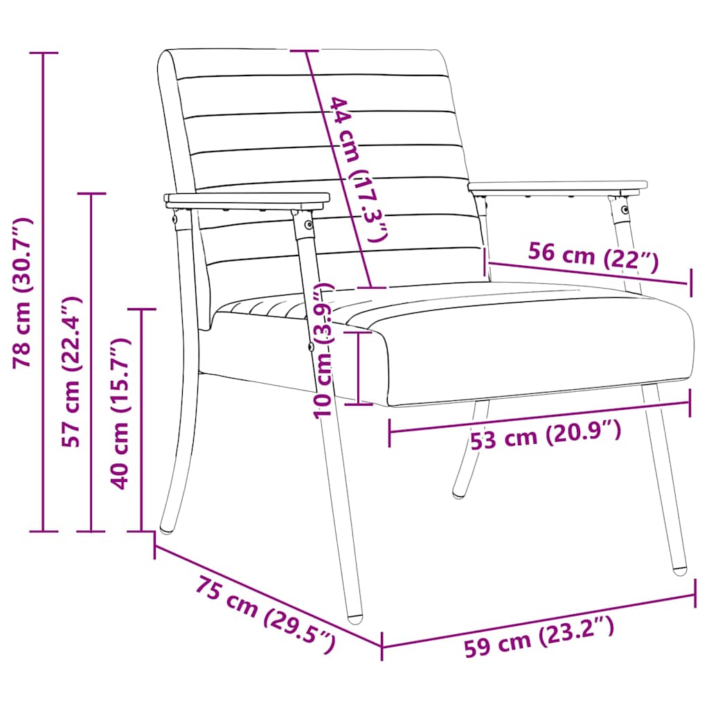 vidaXL Πολυθρόνα Κόκκινο 59 x 75 x 78 εκ ύφασμα