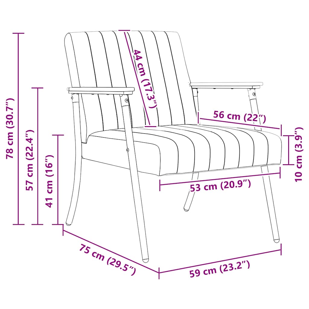 vidaXL Πολυθρόνα Τιρκουάζ 59 x 75 x 78 εκ Βελούδο