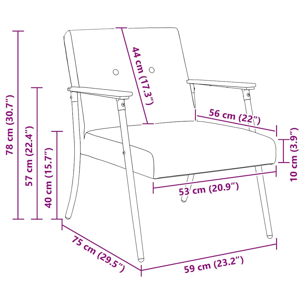 vidaXL Πολυθρόνα Ροζ 59 x 75 x 78 εκ Κάλαθος ύφασμα με σγουρή υφή