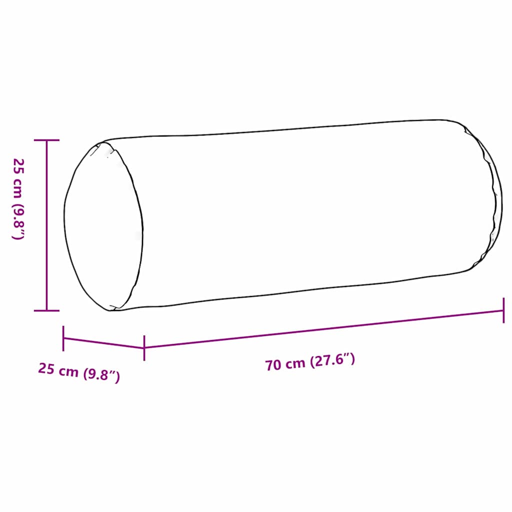 vidaXL Μαξιλάρια Στήριγμα 2 pcs Μαύρο Ø 25 x 70 cm Ύφασμα Μικροΐνας