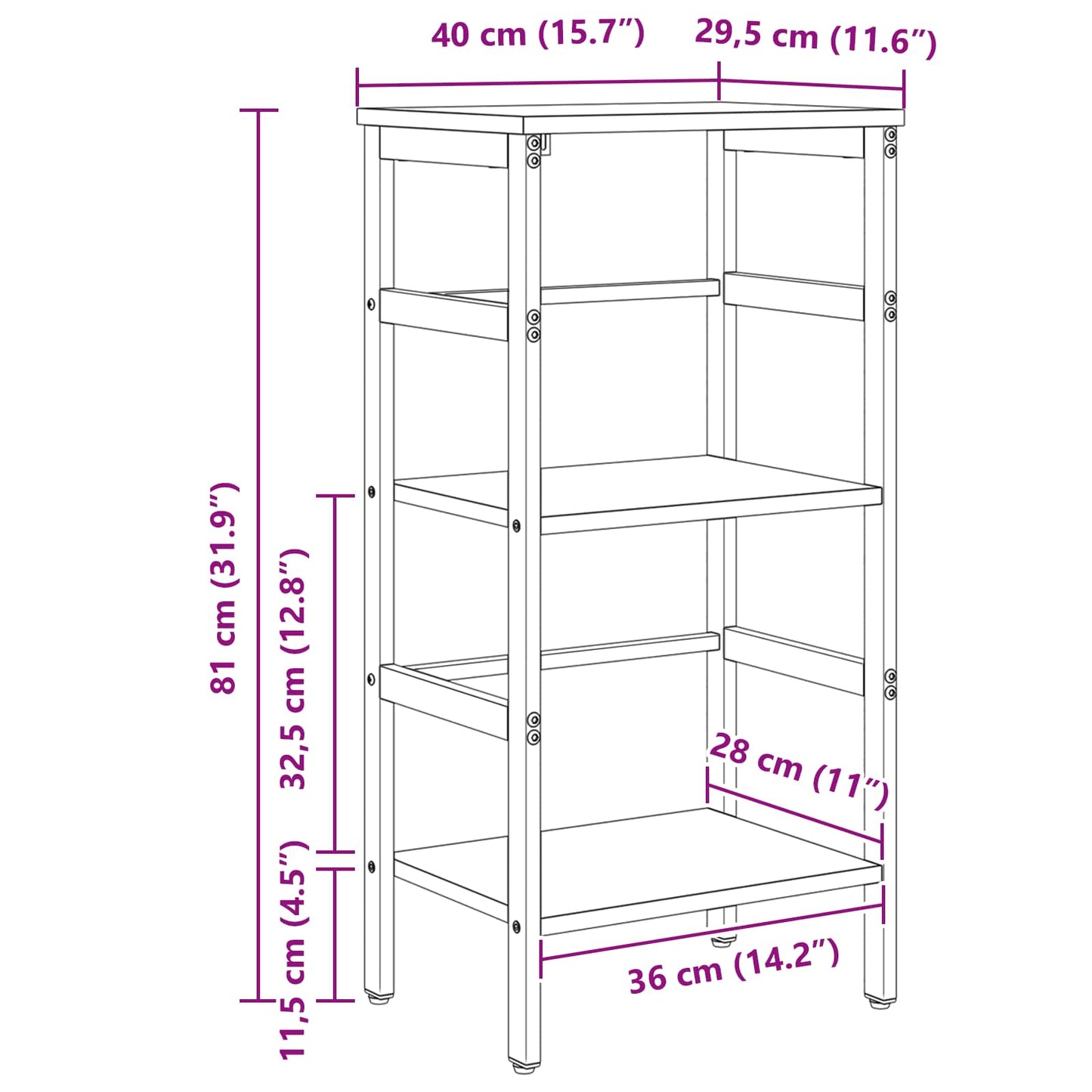 vidaXL Ράφι Βιβλίων Καπνιστό Δρύς 40 x 29,5 x 81 εκ Επεξεργασμένο ξύλο