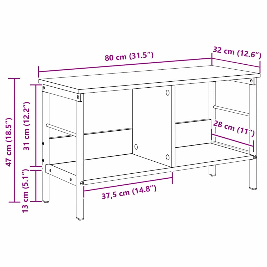 vidaXL Ράφι Βιβλίων Artisan Oak 82 x 32 x 47 εκ. Επεξεργασμένο ξύλο