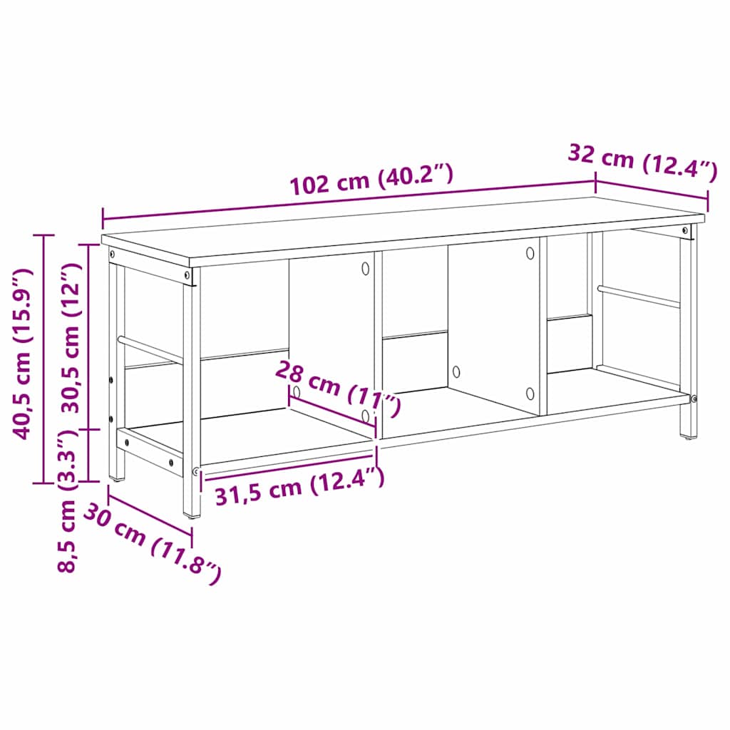 vidaXL Ράφι Βιβλίων Δρύς Sonoma 102 x 32 x 40,5 εκ. Επεξεργασμένο ξύλο