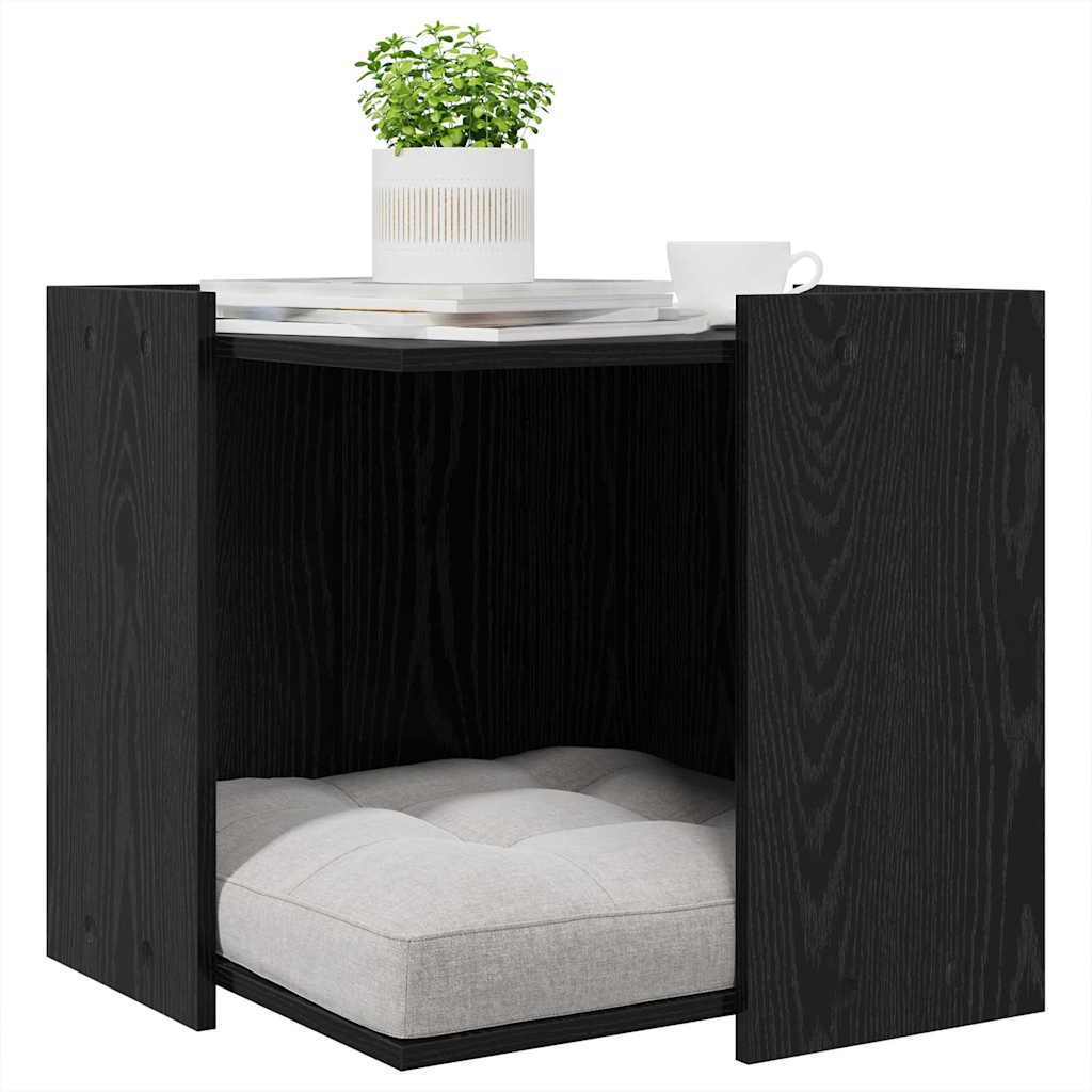 vidaXL Κλουβί για την αμυντική λεκάνη γάτας Μαύρη δρυς