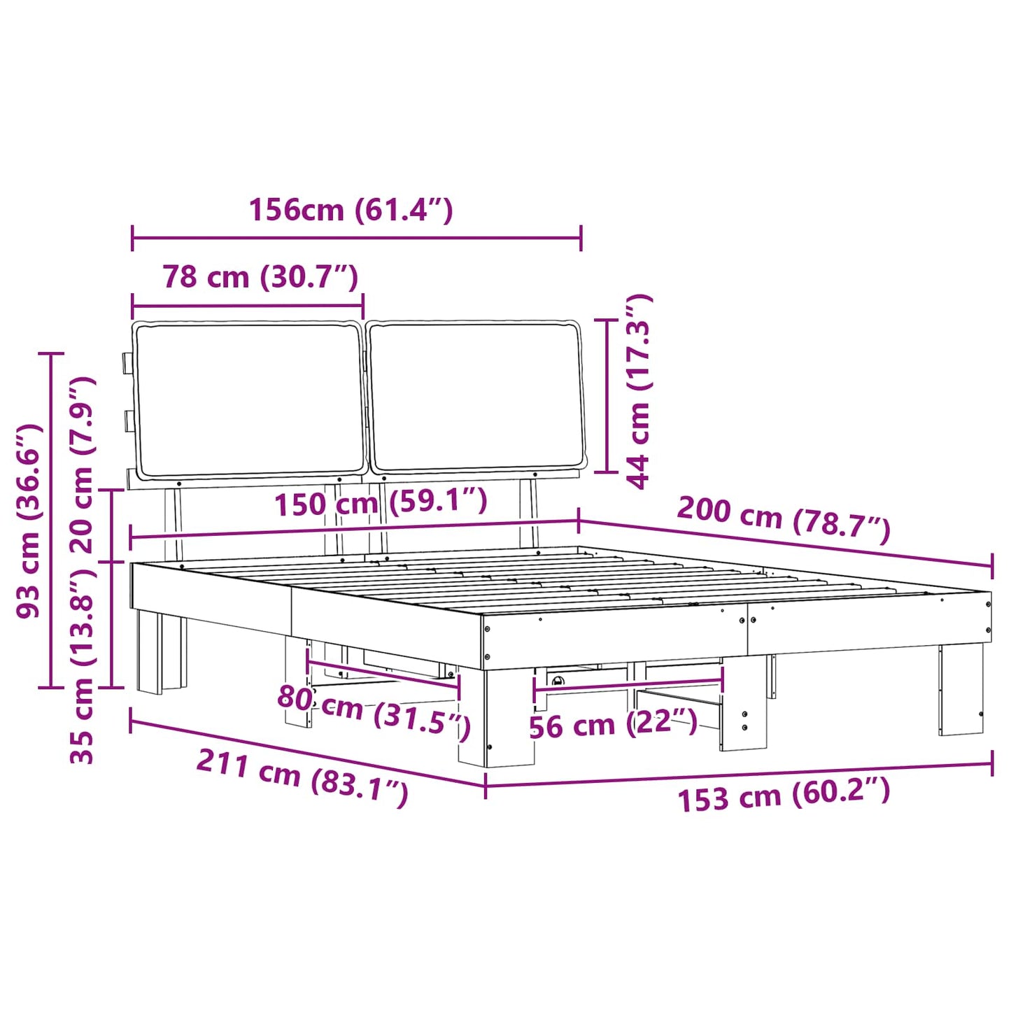 vidaXL Σκελετός Κρεβατιού με Επενδεδυμένο Κεφαλάρι Ανοιχτό γκρι