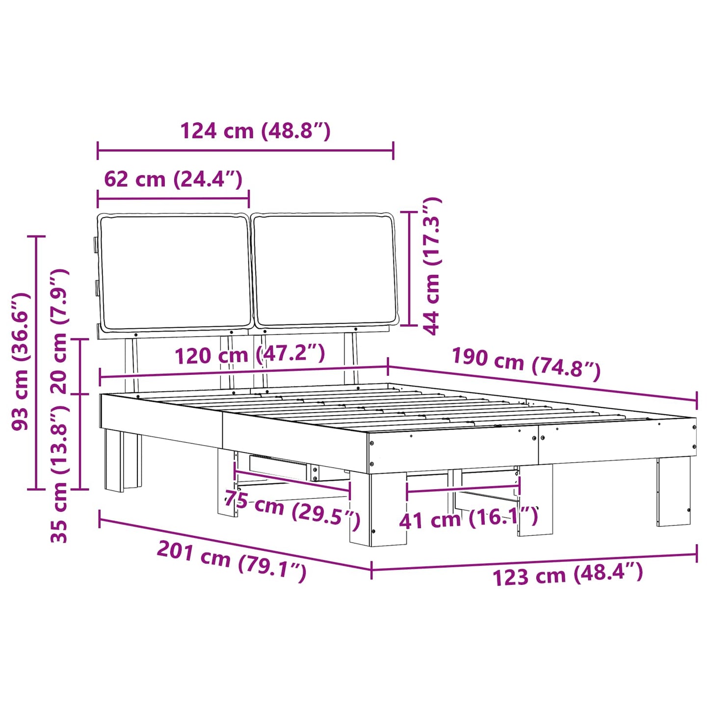 vidaXL Σκελετός Κρεβατιού με Επενδεδυμένο Κεφαλάρι Ανοιχτό γκρι