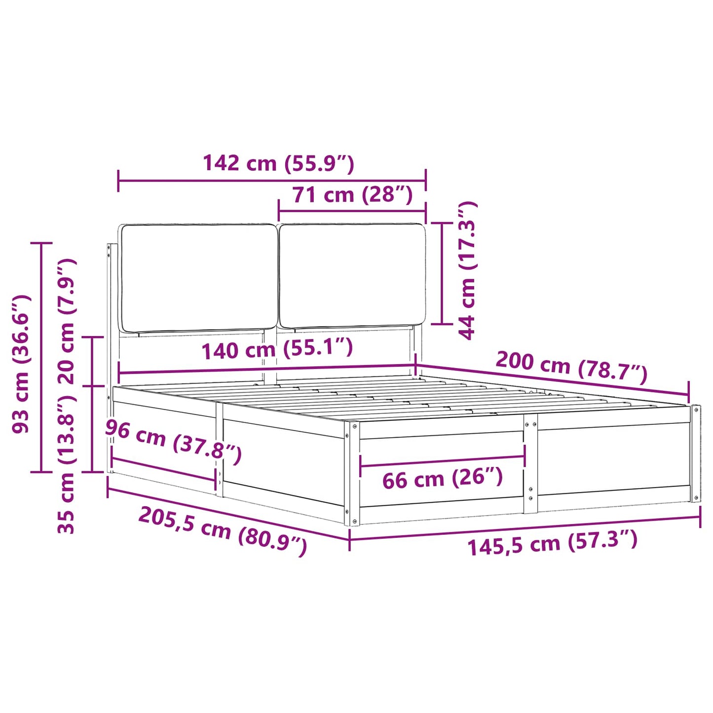 vidaXL Σκελετός Κρεβατιού με Επενδεδυμένο Κεφαλάρι Ανοιχτό γκρι